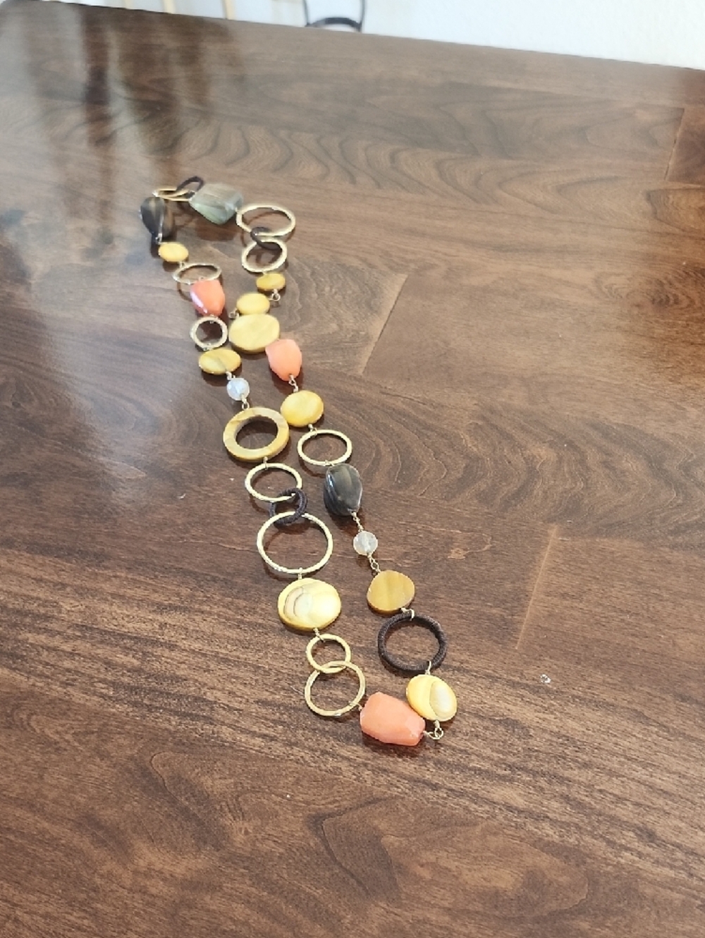 Multi-Color Statement Necklace with Gold Rings